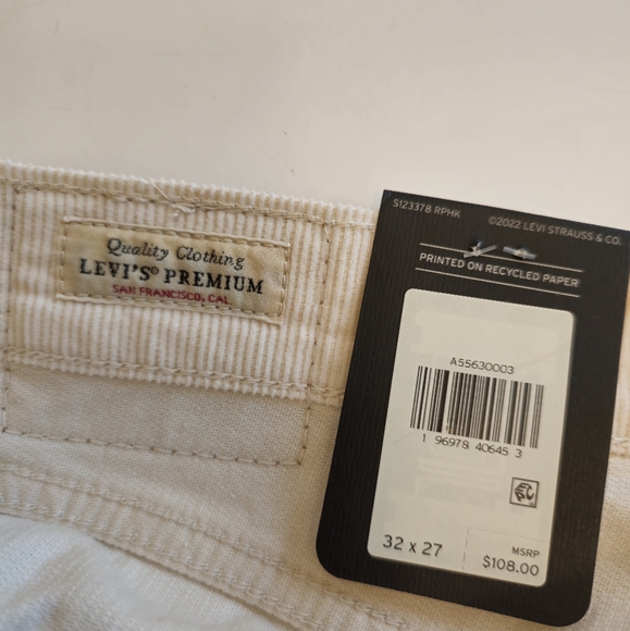 NWT Levi's Premium Middy Ankle Bootcut Corduroy Pants Cream Size 32 x 27 - Picture 12 of 15